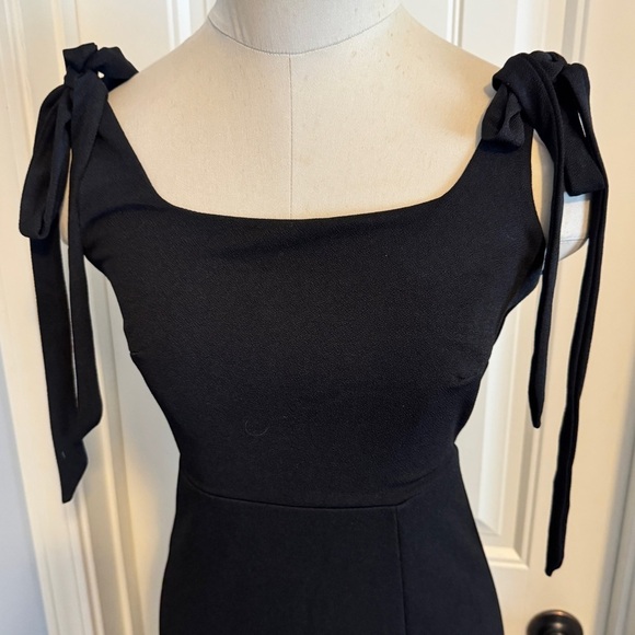 Birdy Grey XS Black Maxi Dress ~ Adjustable Tie Straps Front Slit Bridesmaid - Picture 2 of 10